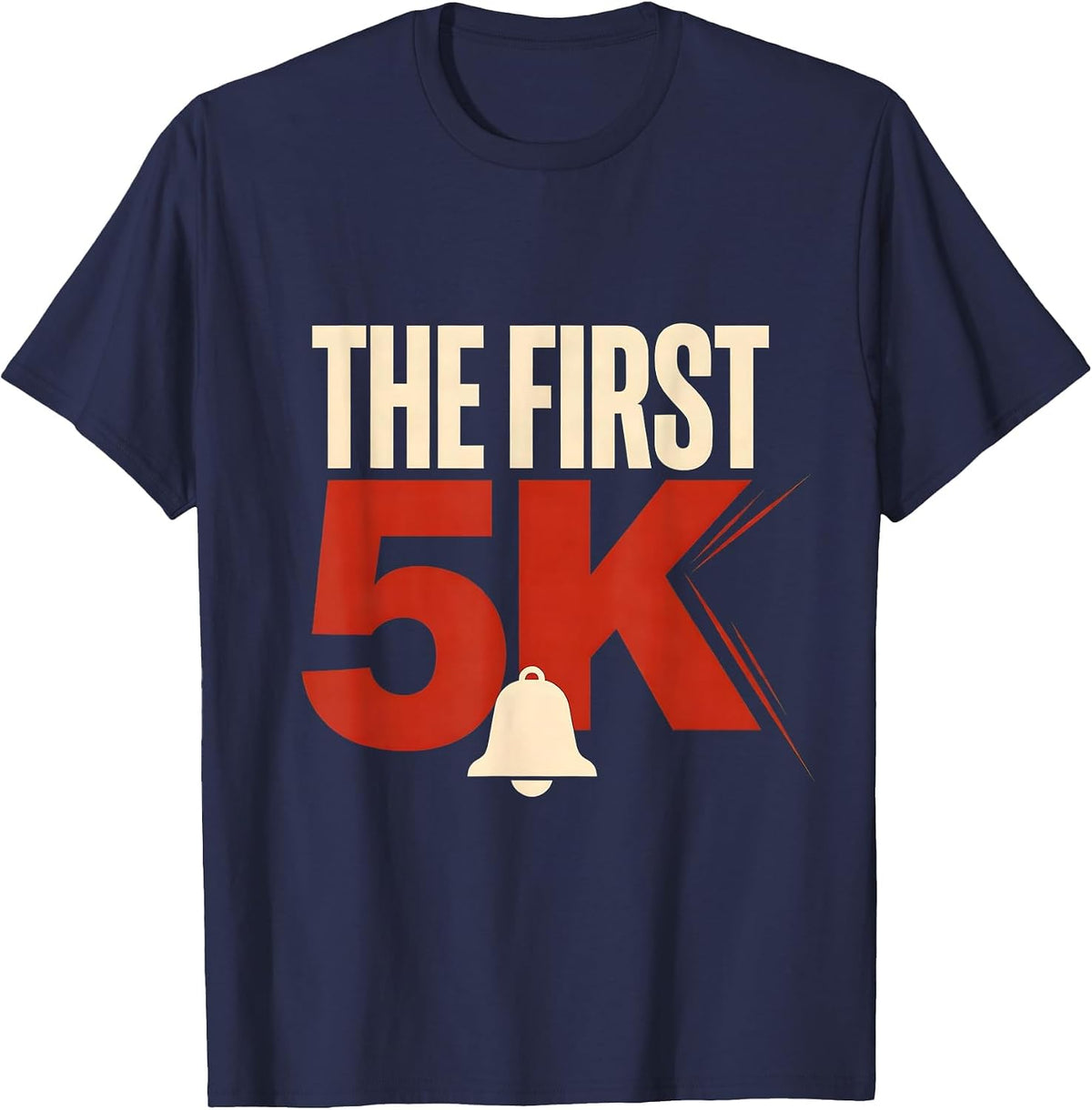 Men's The First 5K Funny Christmas Running Pun Runner Gift T-Shirt - Navy Blue