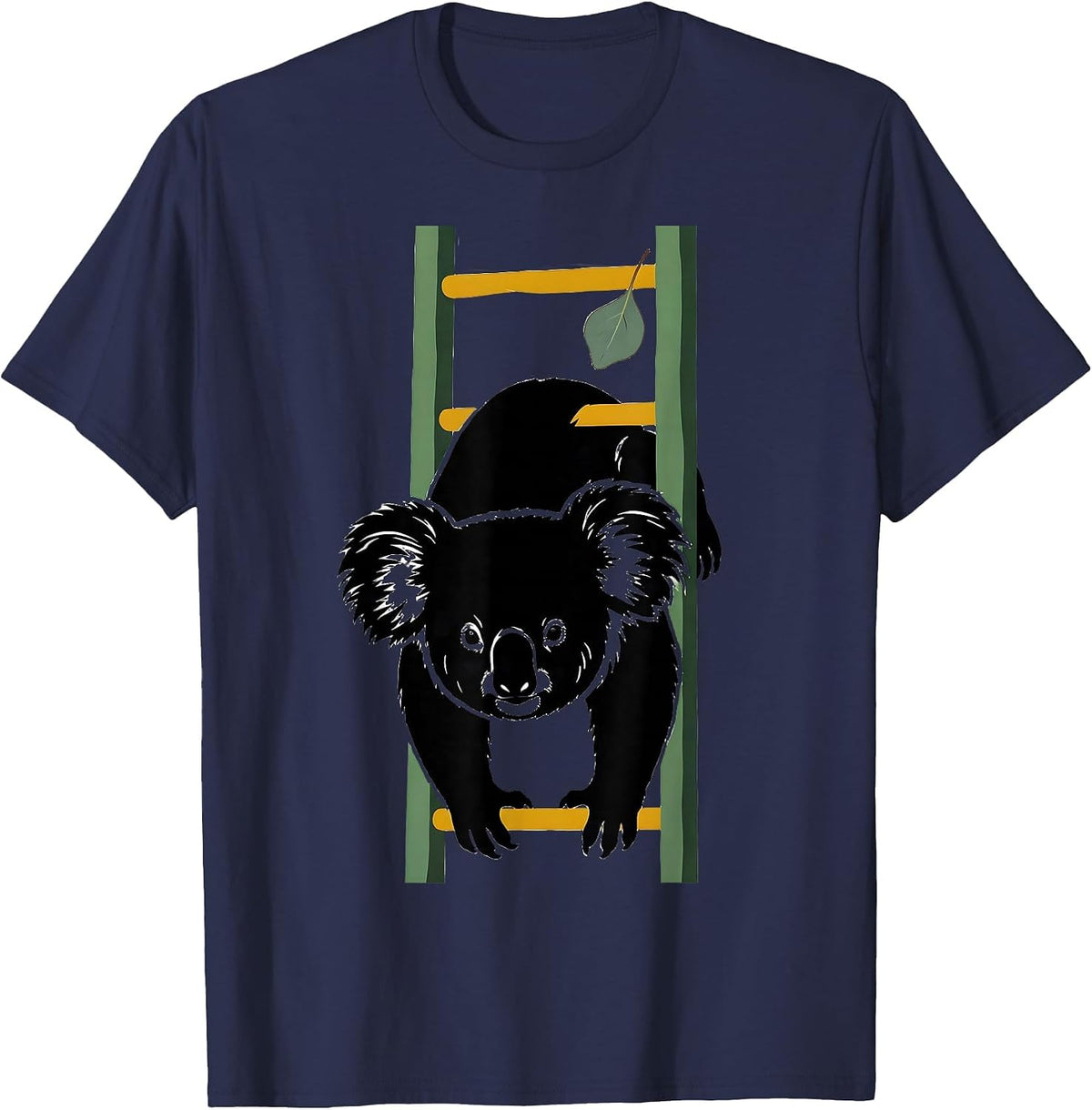 Koala On Ladder Cute Animal Lover Humor T-Shirt - Navy Blue