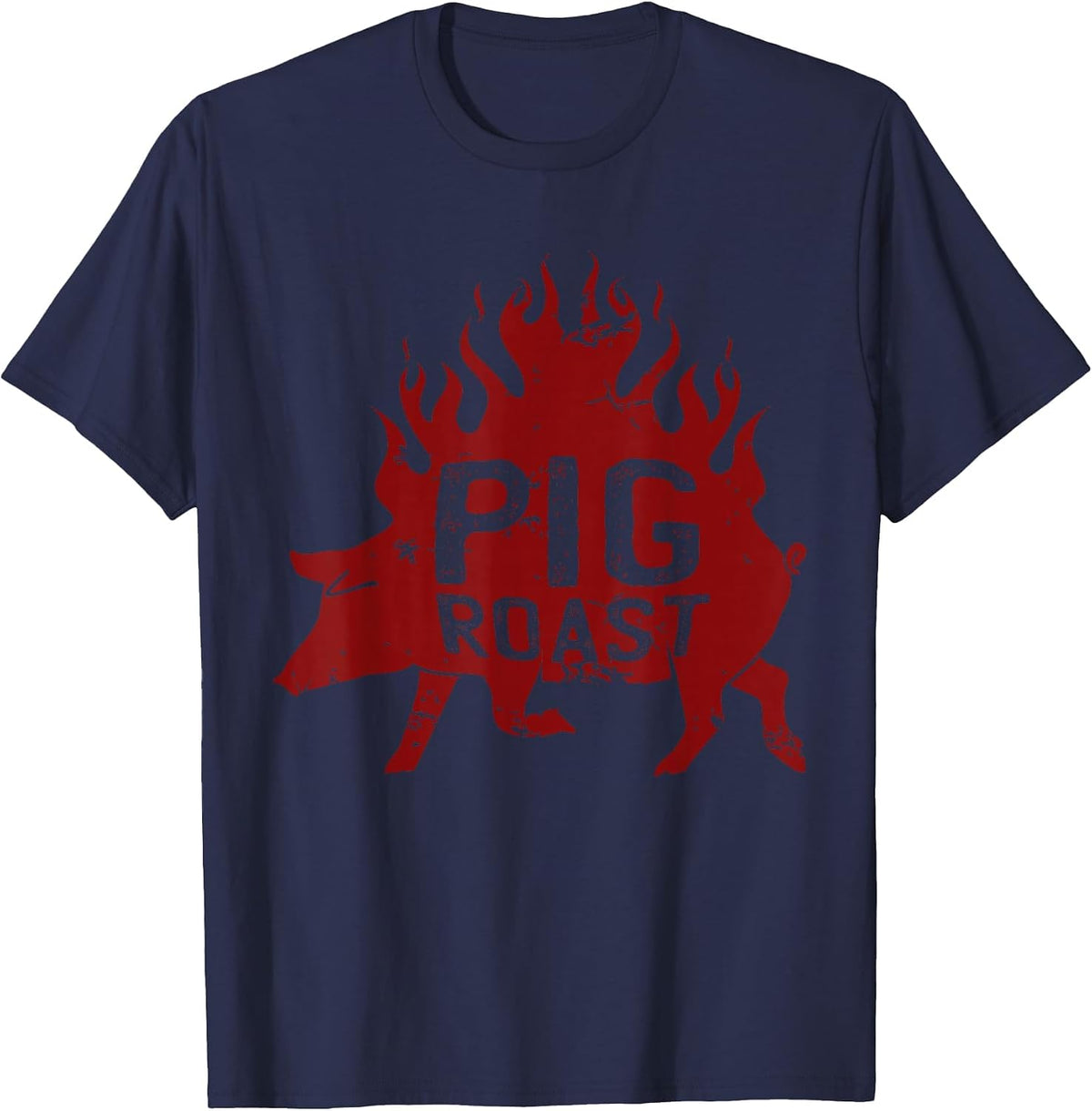Pig Roast Meat Grilling Roast Grilled Barbecue T-Shirt - Navy Blue