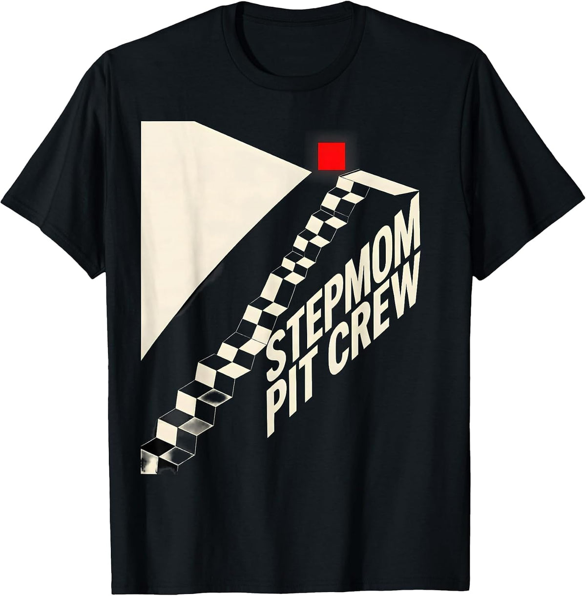 Men's Stepmom Pit Crew Constructivist Poster Race Car Birthday T-Shirt - Black