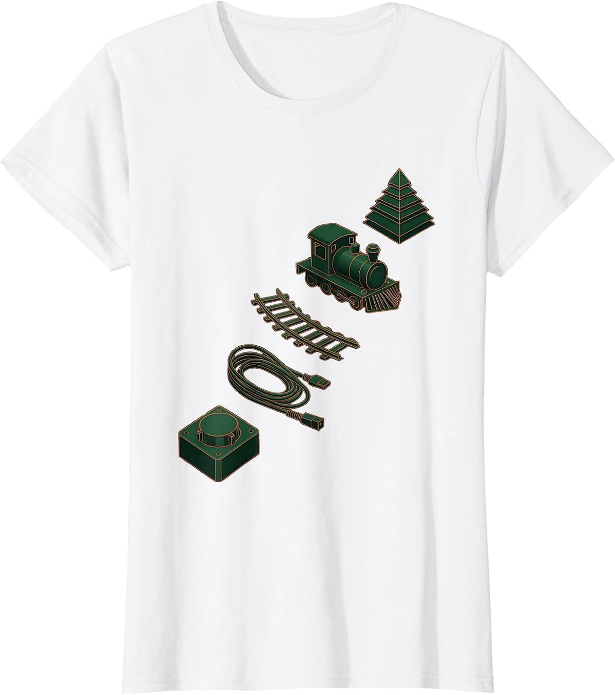 Women's Exploded Train And Tree Kit Vintage Model Railroad T-Shirt - White