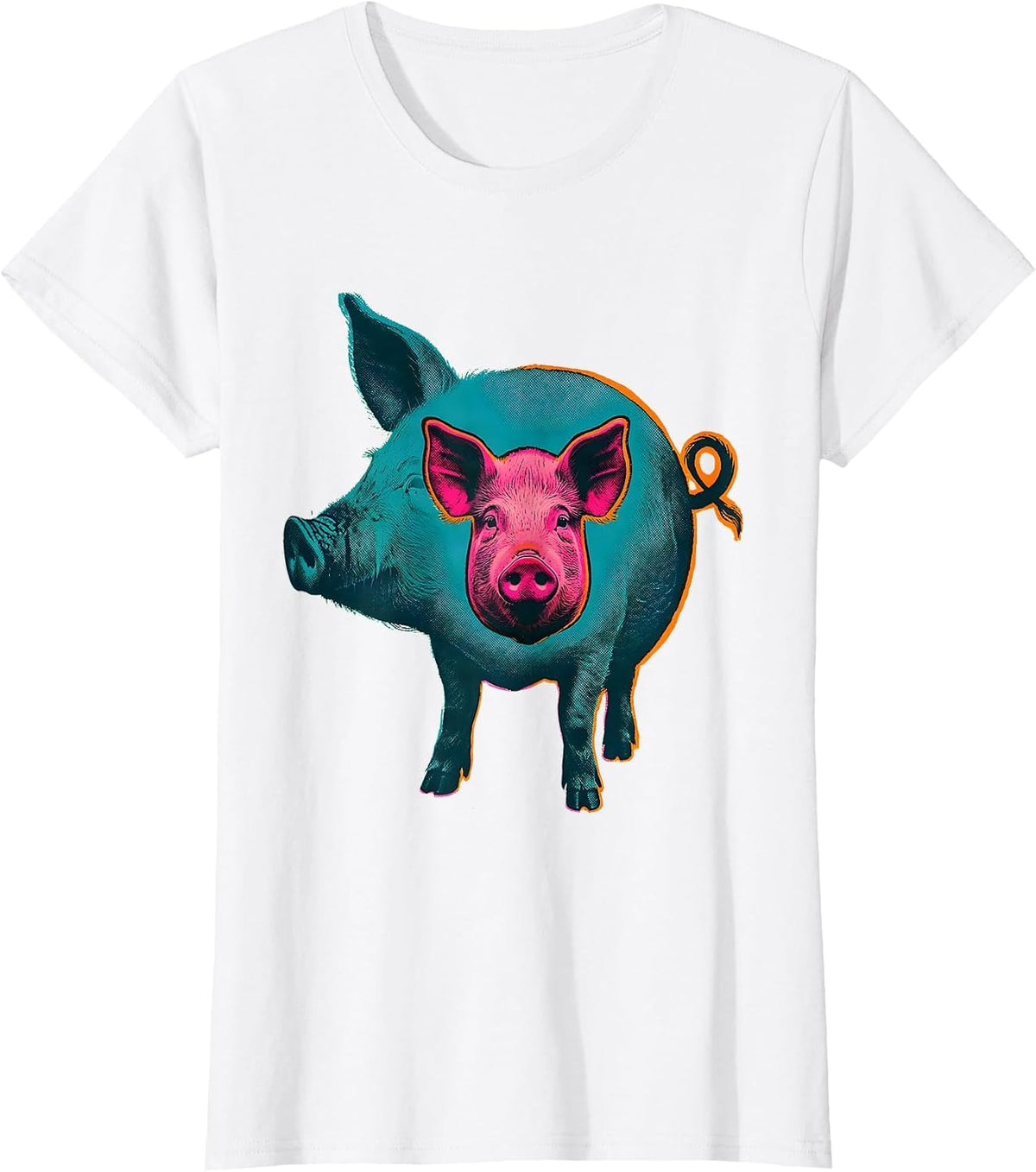 Pig Silhouette Farm Animal Lover Humor Casual T-Shirt - White