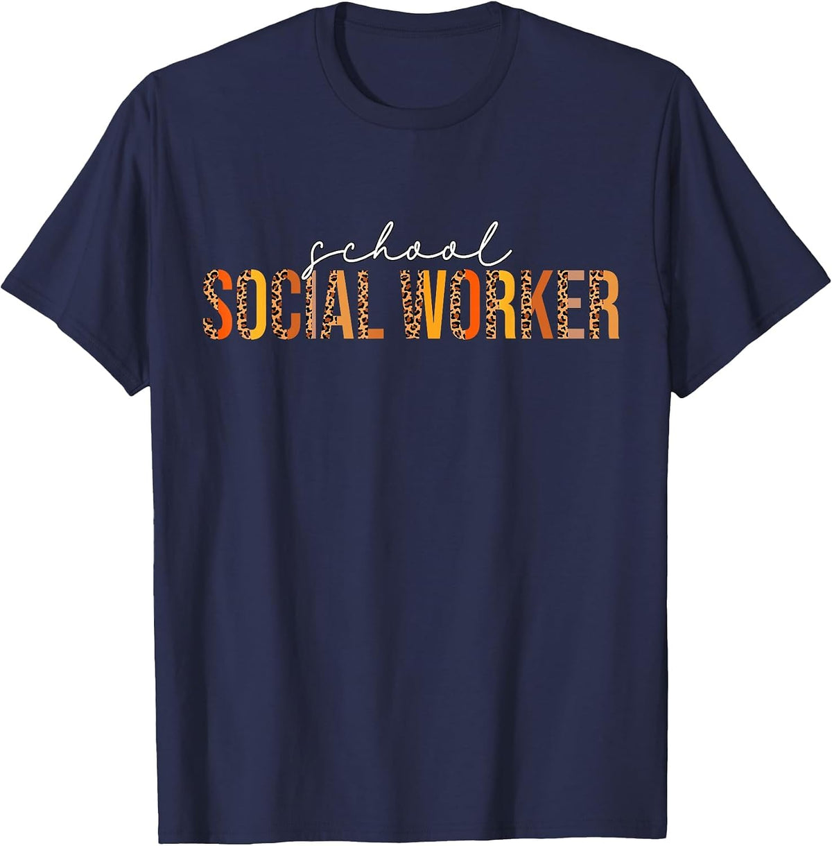 Leopard Fall Autumn Lovers Thanksgiving School Social Worker T-Shirt - Navy Blue