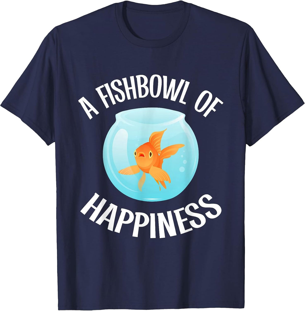 A Fishbowl of Happiness Goldfish T-Shirt - Navy Blue