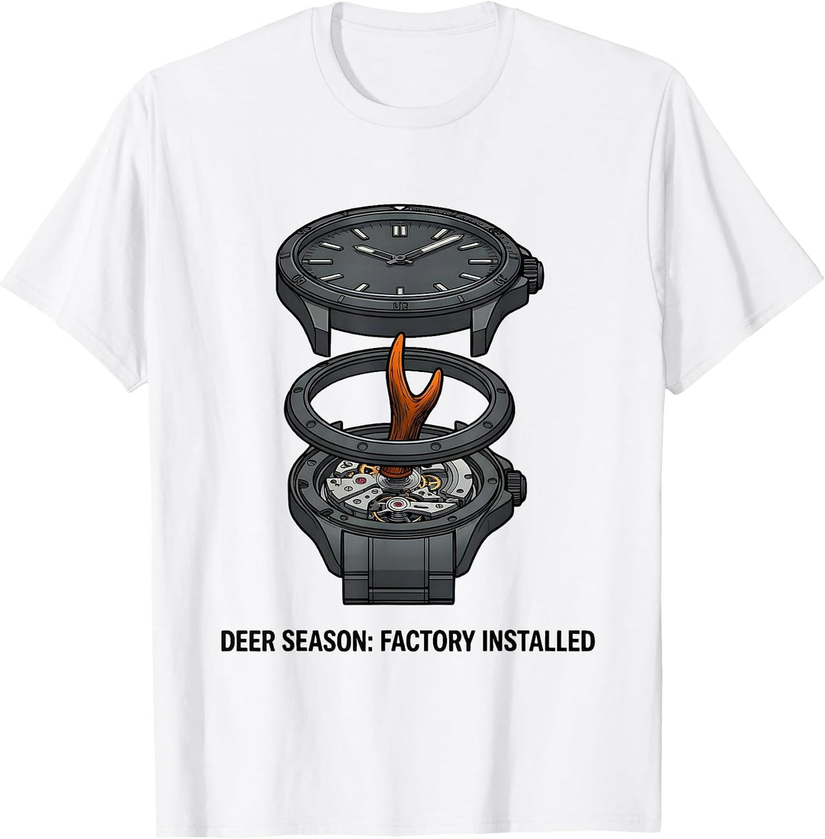 Men's Deer Season: Factory Installed Funny Hunting Dad Camo T-Shirt - White