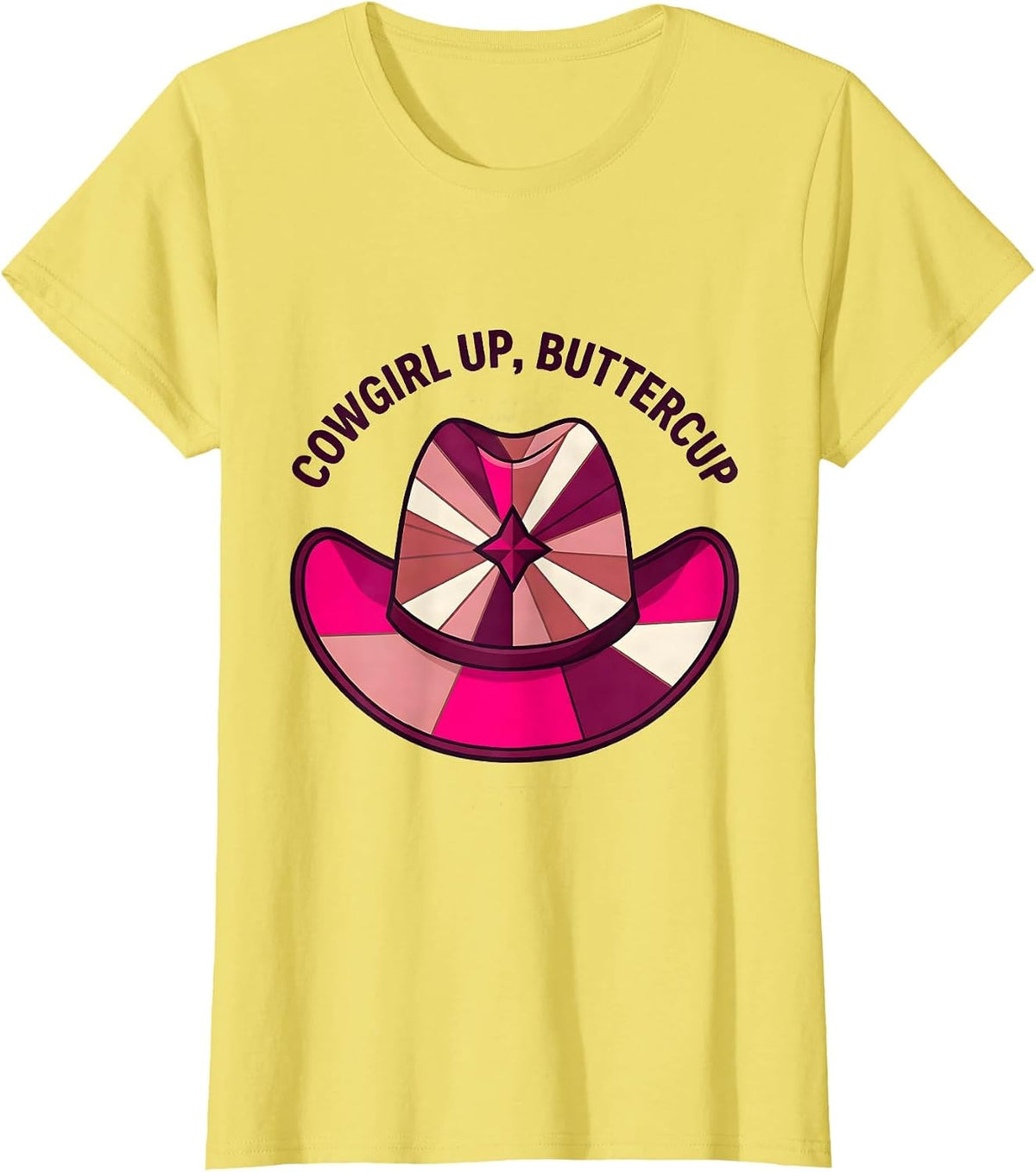 Cowgirl Up Buttercup Pink Western Design T-Shirt - Lemon Yellow