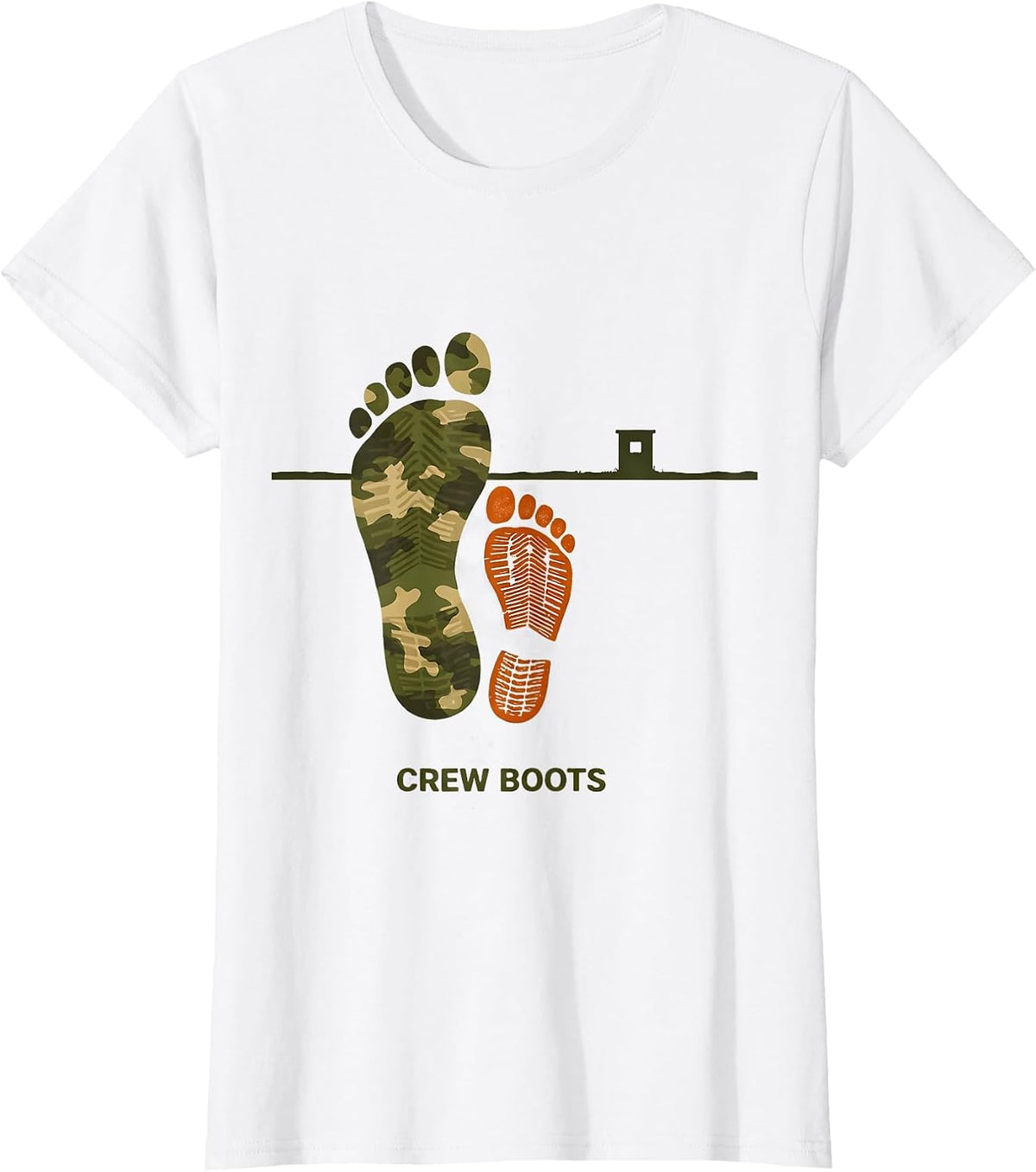 Women's Crew Boots Camo Deer Hunting Youth Funny Hunting Family T-Shirt - White