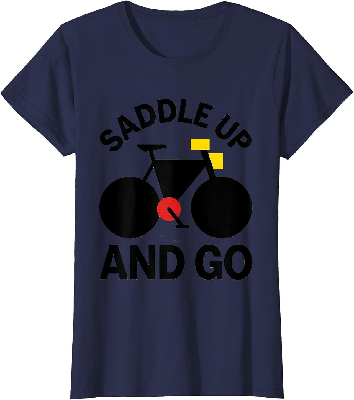 Women's Saddle Up and Go Cycling Bike Rider Design T-Shirt - Navy Blue