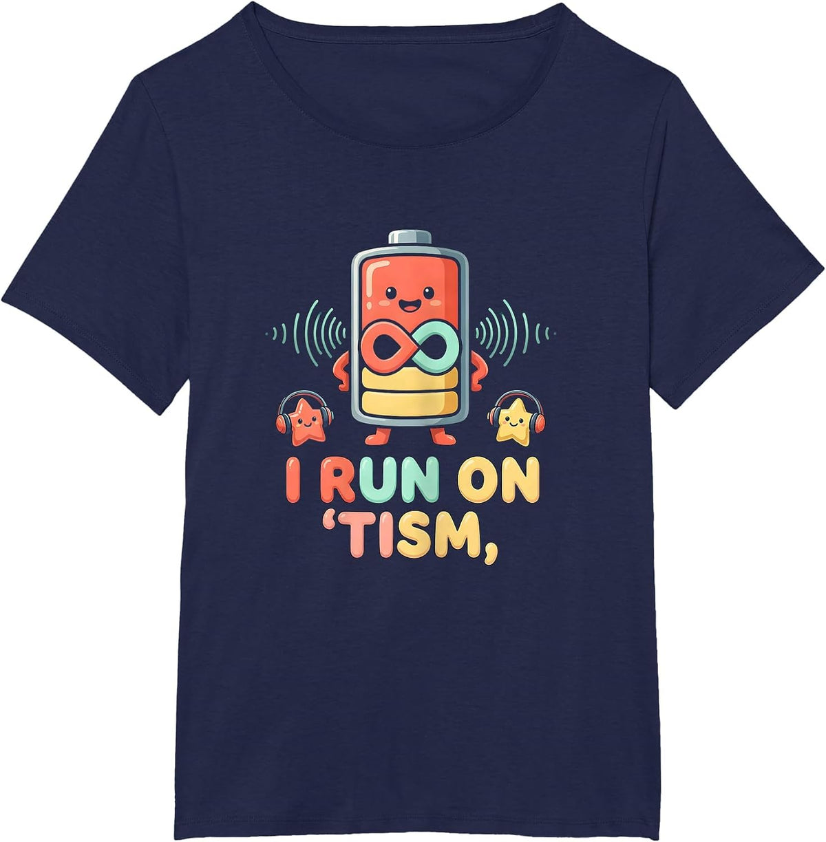 Women's I Run On Tism Funny Neurodiversity Meme Autistic ADHD Humor T-Shirt - Navy Blue