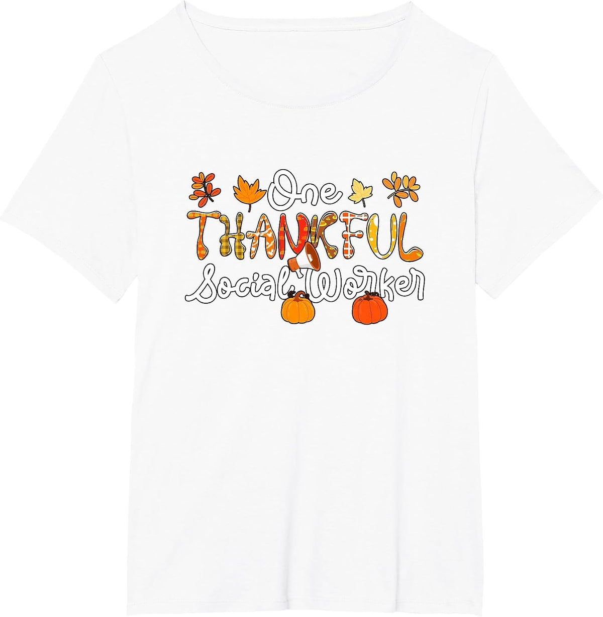 One Thankful Social Worker Thanksgiving Fall Proud Job T-Shirt - White