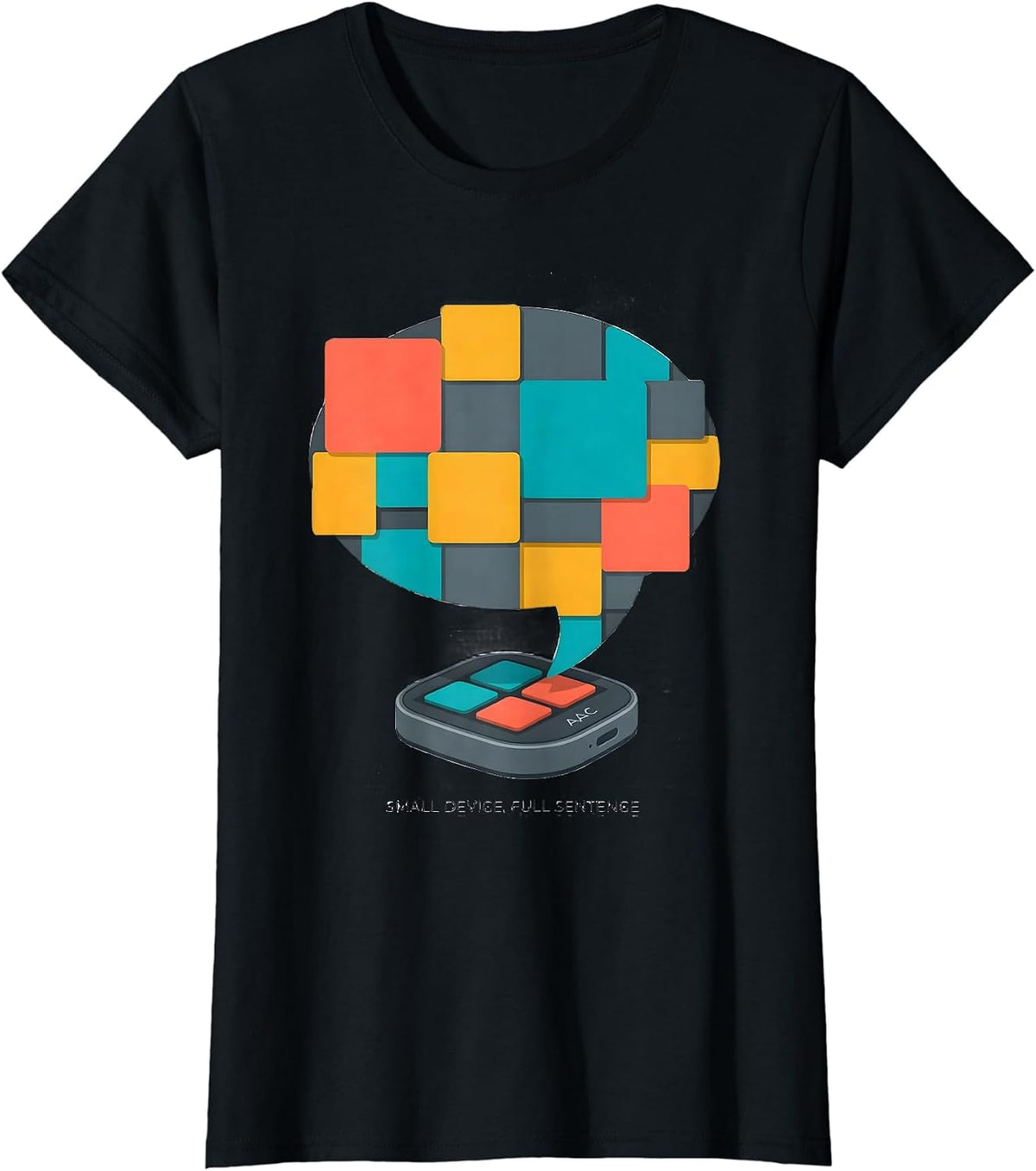 Small Device, Full Sentence Supportive SLP Speech Therapy T-Shirt - Black