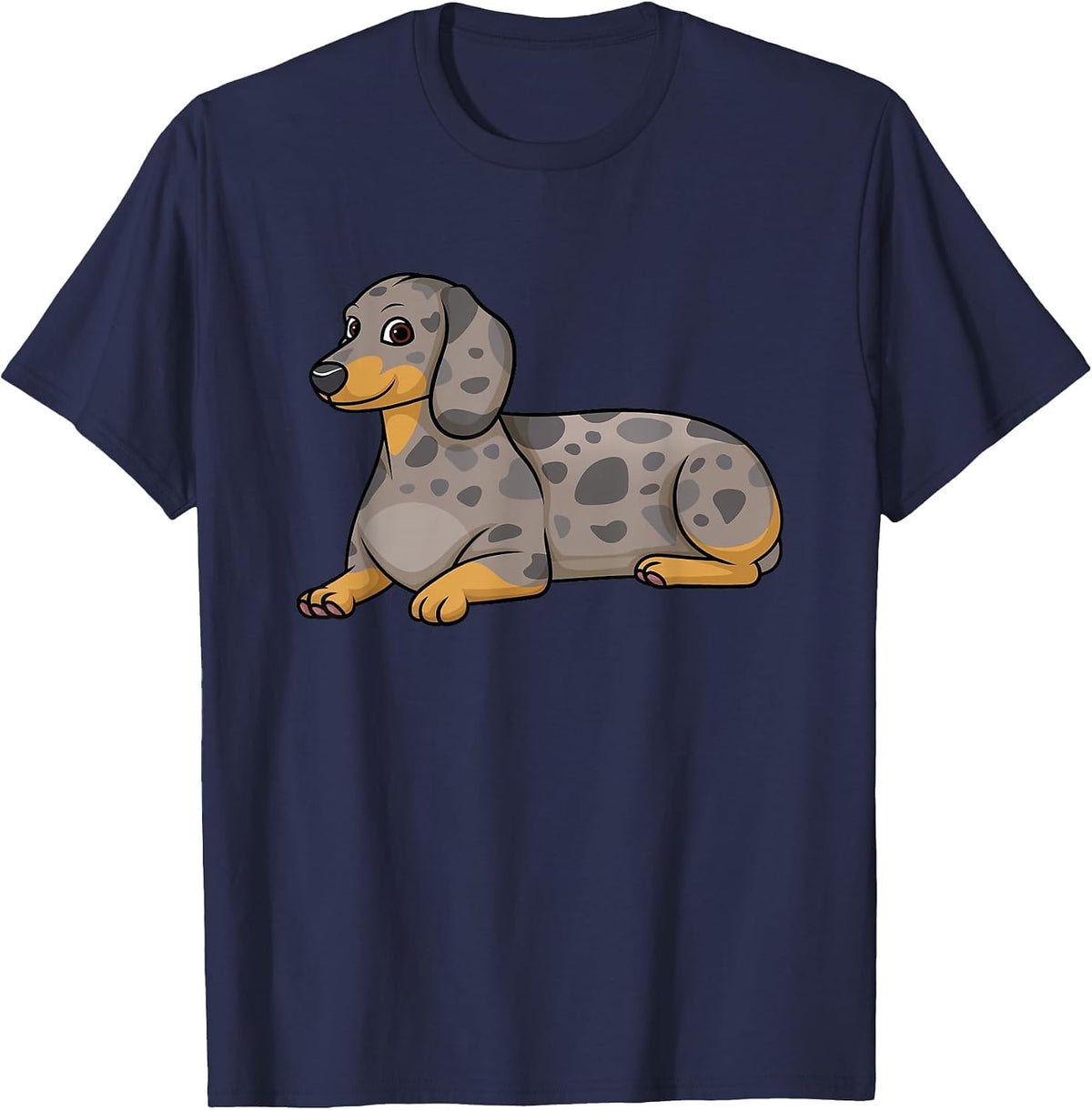 Dapple Dachshund Dog Lying Down T-Shirt - Navy Blue