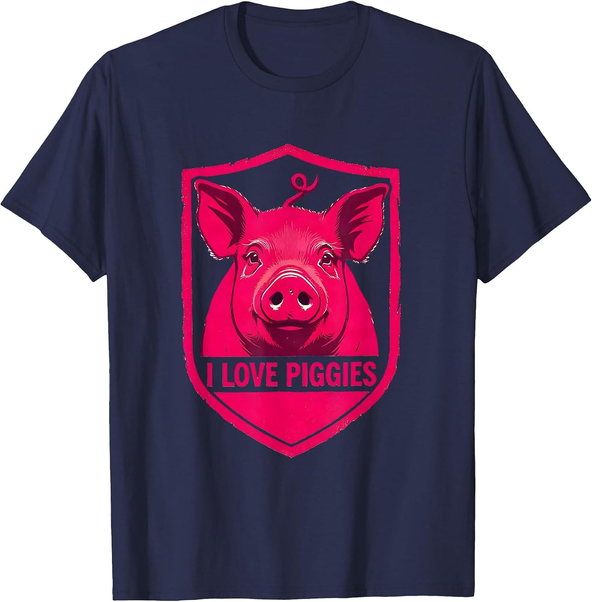 I Love Piggies Cute Pig Farm Animal Lover Humor T-Shirt - Navy Blue