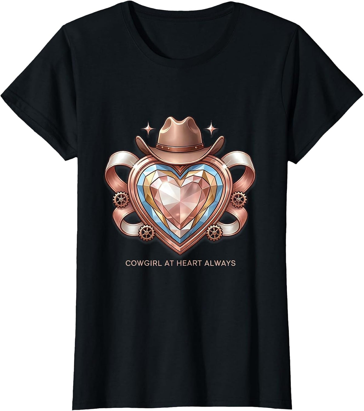 Cowgirl At Heart Always Western Design T-Shirt - Black