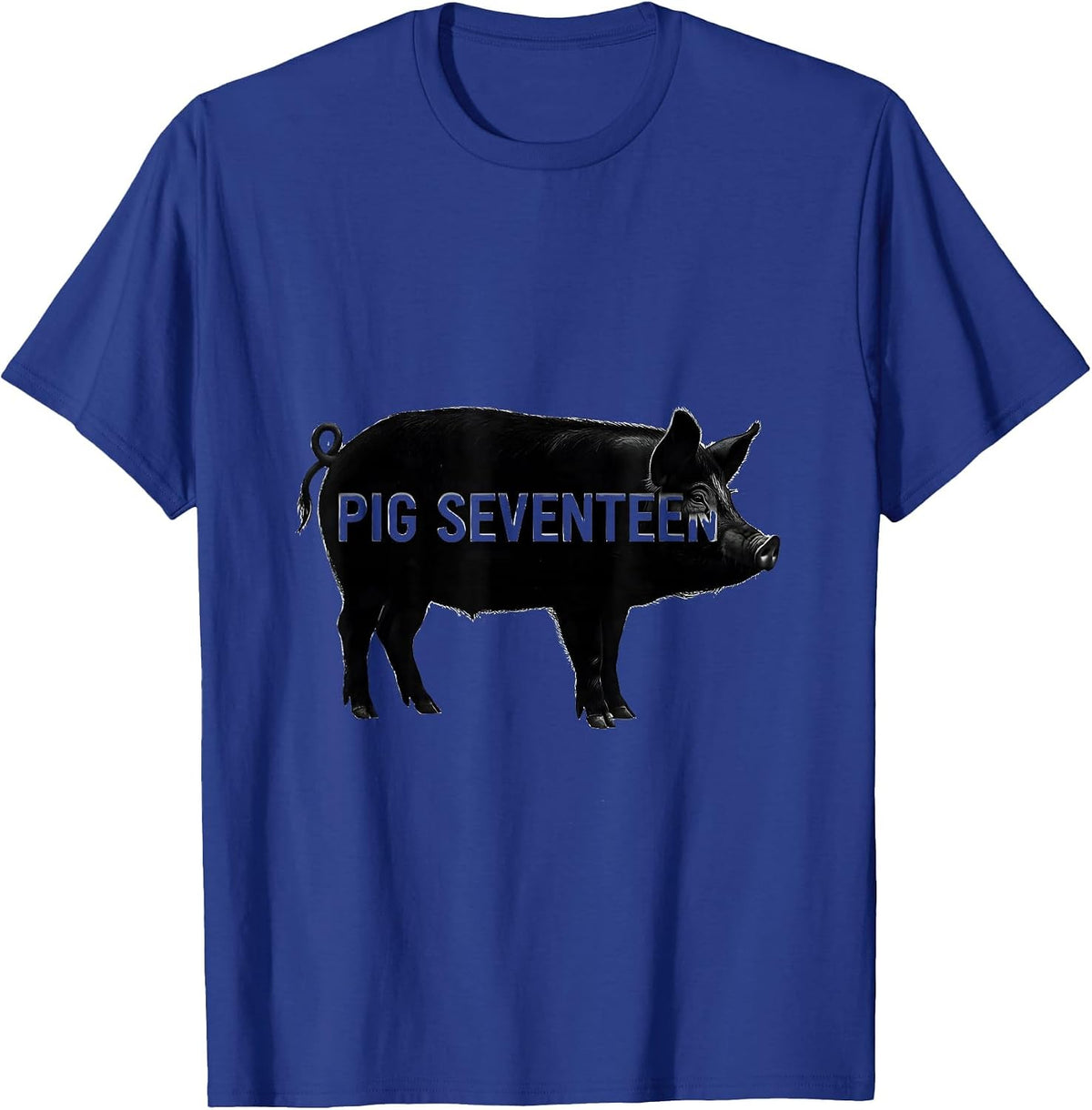 Men's Pig Seventeen Minimalist Pig Lover Novelty Humor T-Shirt - Royal Blue