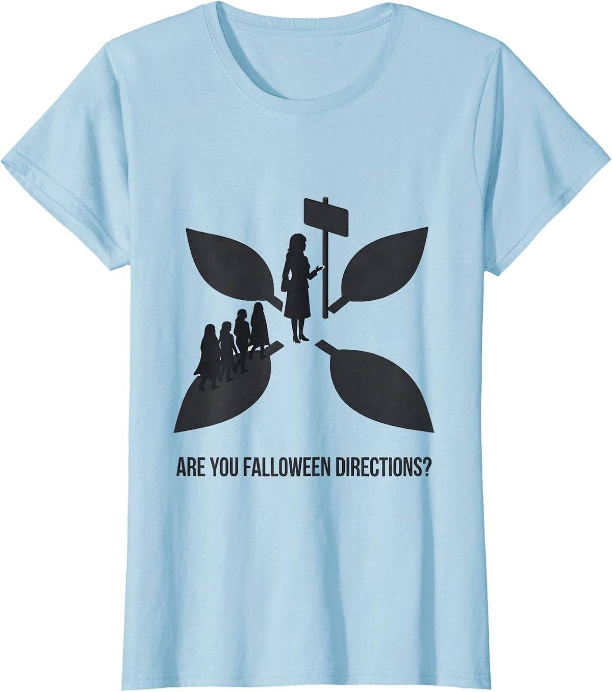 Are You Falloween Directions Teacher Halloween Ghost T-Shirt - Baby Blue