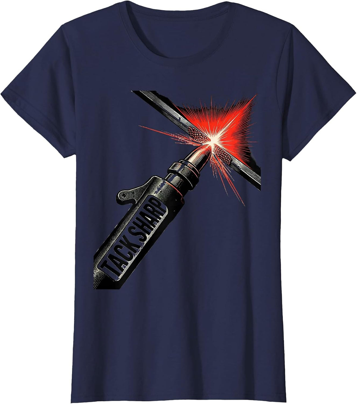 Women's Tack Sharp Constructivist Welder Trade Pride Humor T-Shirt - Navy Blue