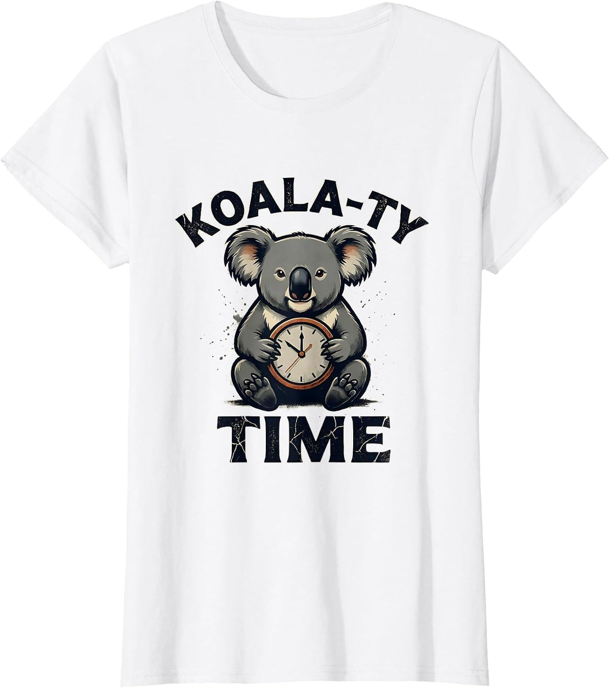 Koala-ty Time Distressed Funny Koala Lover Animal Humor T-Shirt - White