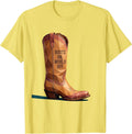 Men's Boots On World Off Cowgirl Graphic Design T-Shirt - Lemon Yellow