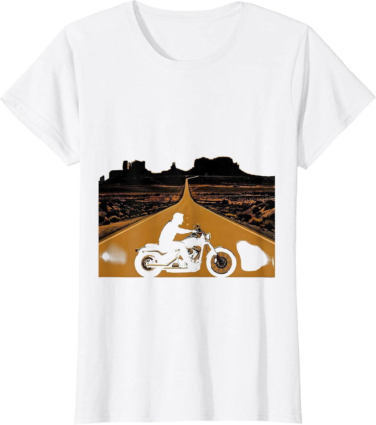 Lone Rider Desert Freedom Motorcycle Graphic T-Shirt - White