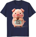 Pig Five Cute Kawaii Pig Lover Novelty Humor T-Shirt - Navy Blue