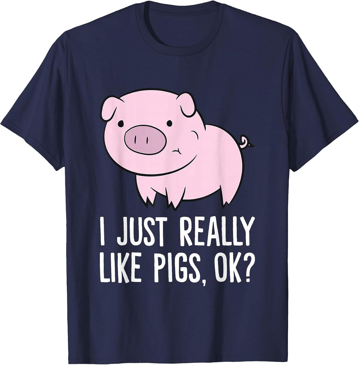 I Just Really Like Pigs, OK? Kids Boys Love Pigs T-Shirt - Navy Blue