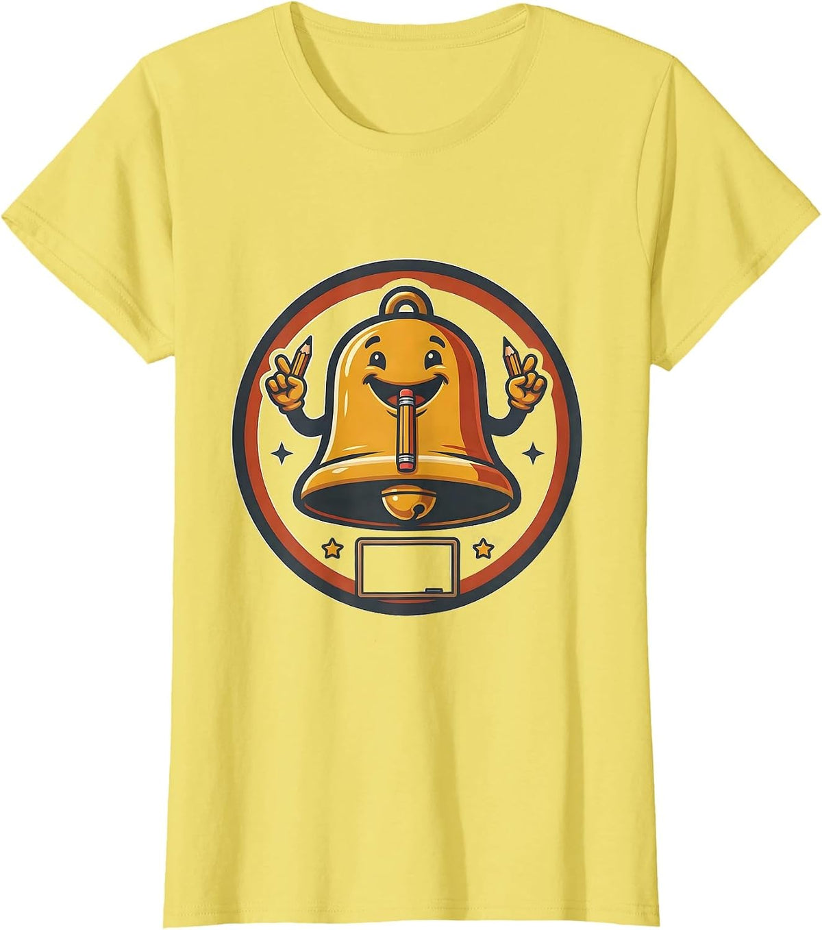 Christmas Bell Teacher Humor Classroom Mascot Logo T-Shirt - Lemon Yellow