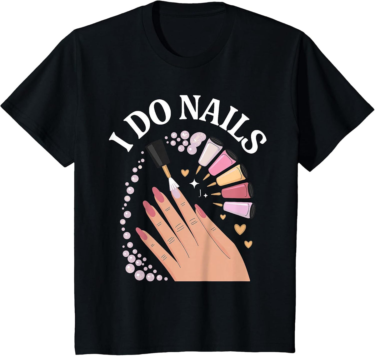 Cute Nail Tech Art for Women Girl Manicurist Nail Technician T-Shirt - Black