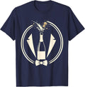 Tuxedo Champagne Celebration Graphic Tee T-Shirt - Navy Blue