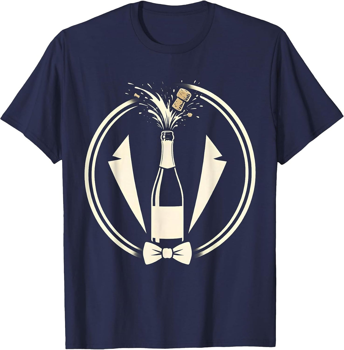 Tuxedo Champagne Celebration Graphic Tee T-Shirt - Navy Blue