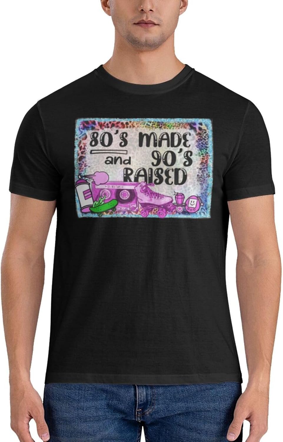 Men's Cotton T-Shirt Tees, Take Me Back to The 90s Graphic Fashion Short Sleeve Tee S-6XL - 80s Made and 90s Raised Black 19