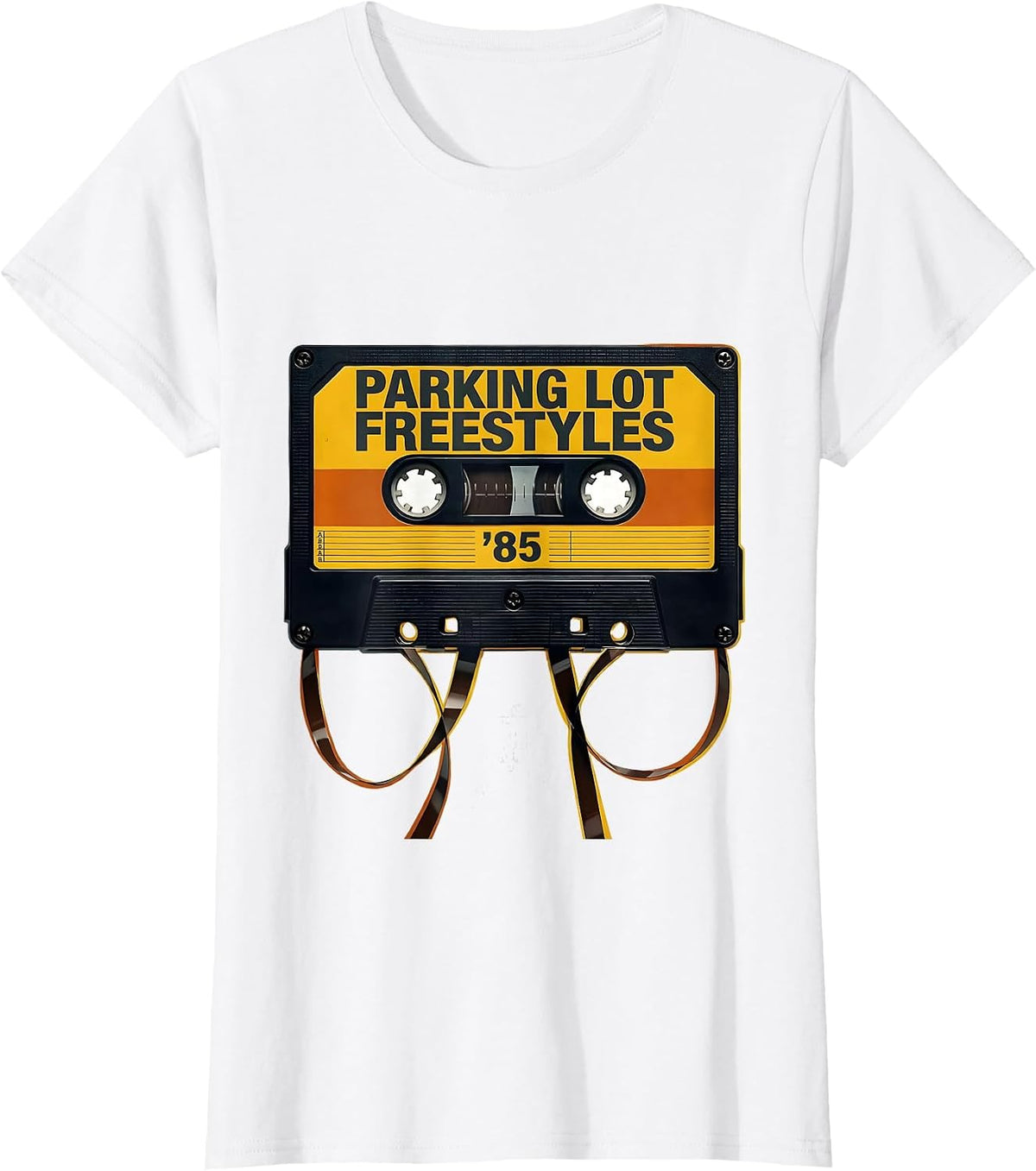 Parking Lot Freestyles '85 Retro Cassette Nostalgia 80s 90s T-Shirt - White