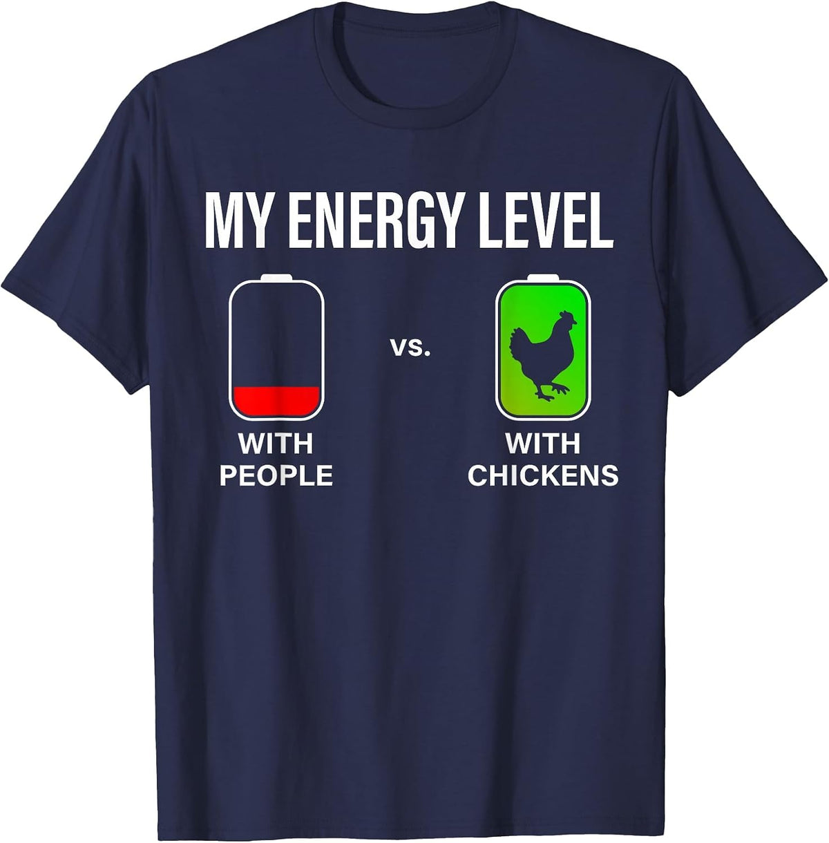 My Energy Level Funny Chicken Lover Backyard Chicken Farming T-Shirt - Navy Blue