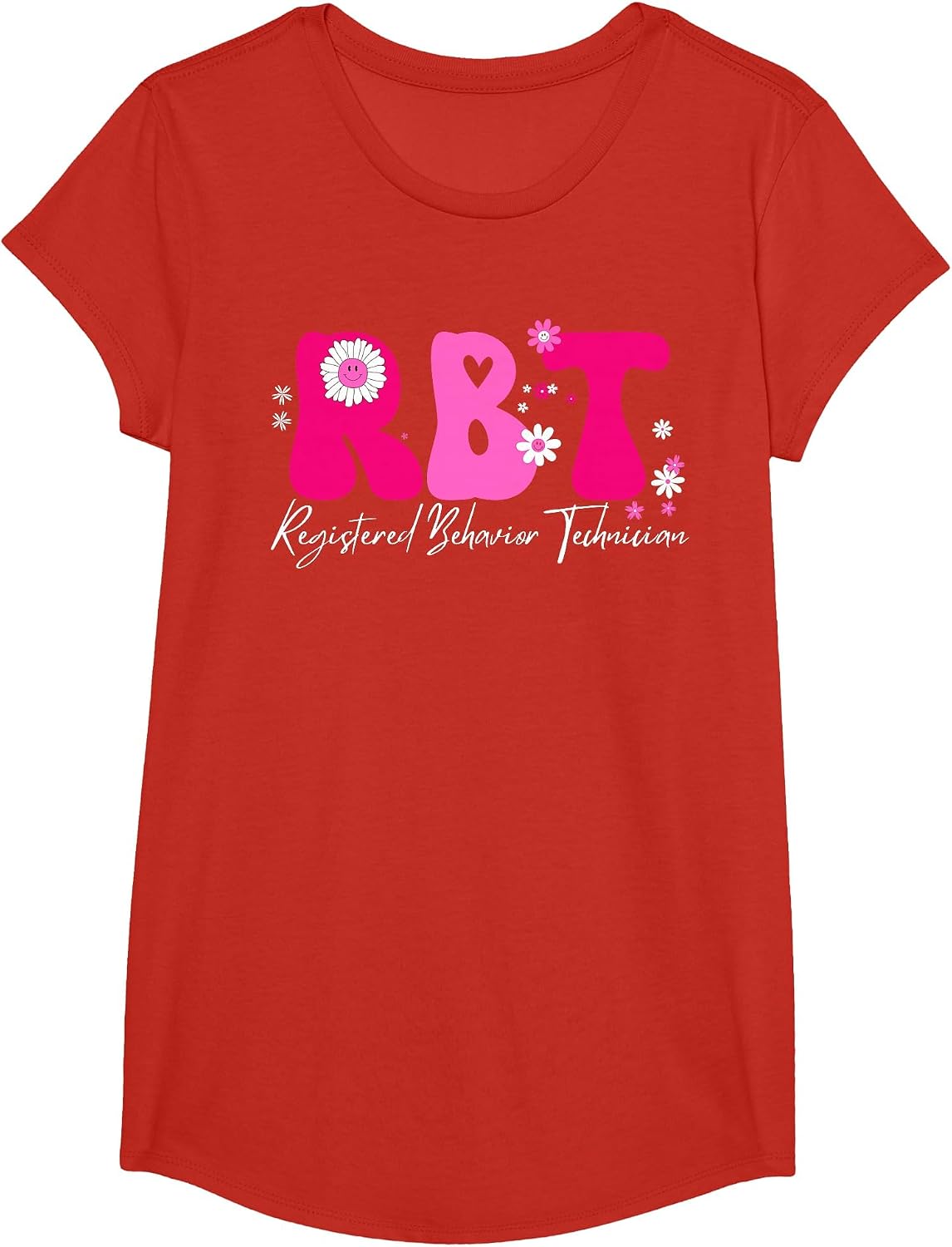 Registered Behavior Technician RBT Behavior Therapist ABA T-Shirt - Girls Red