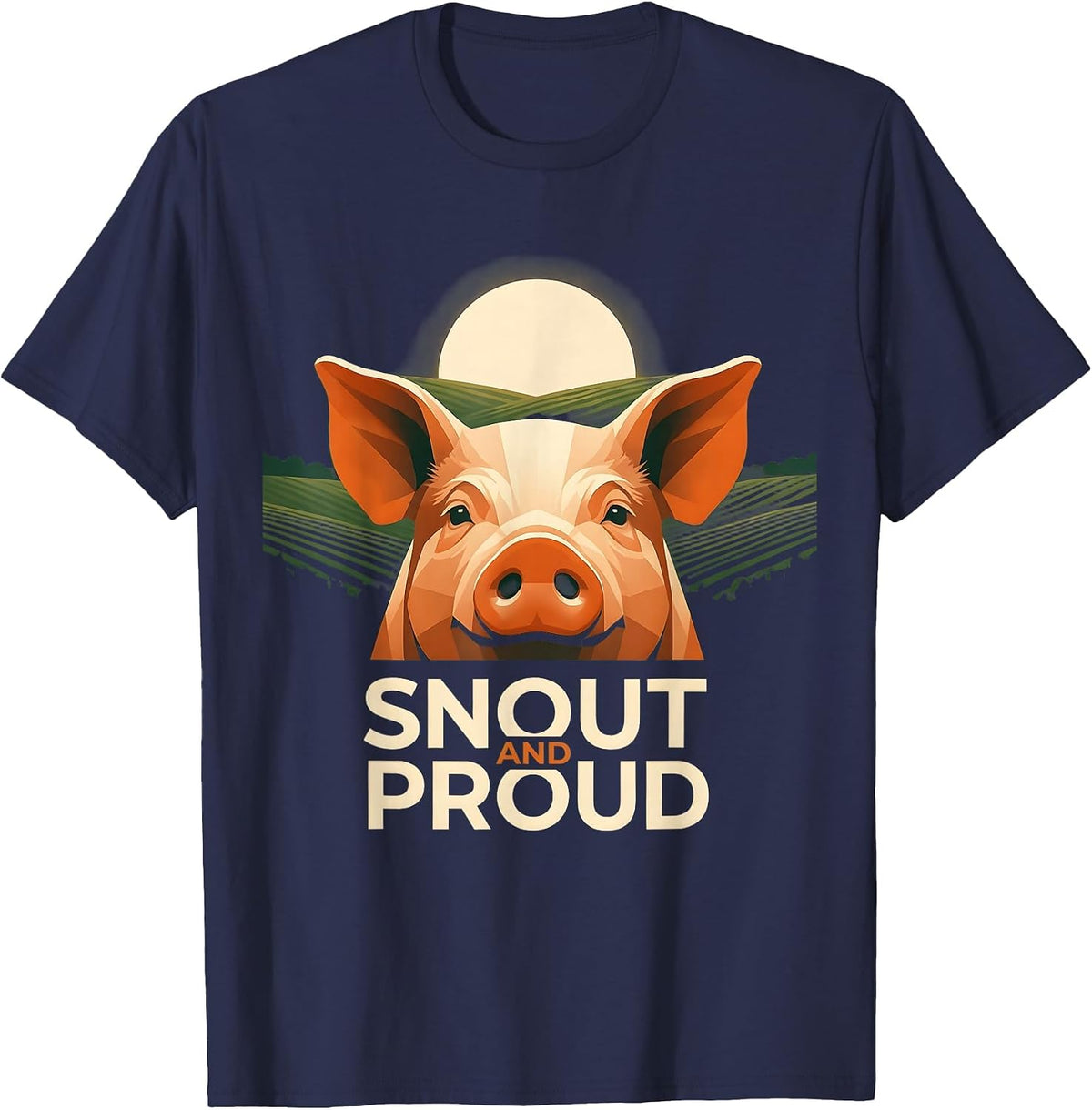 Snout and Proud Funny Pig Lover Design T-Shirt - Navy Blue