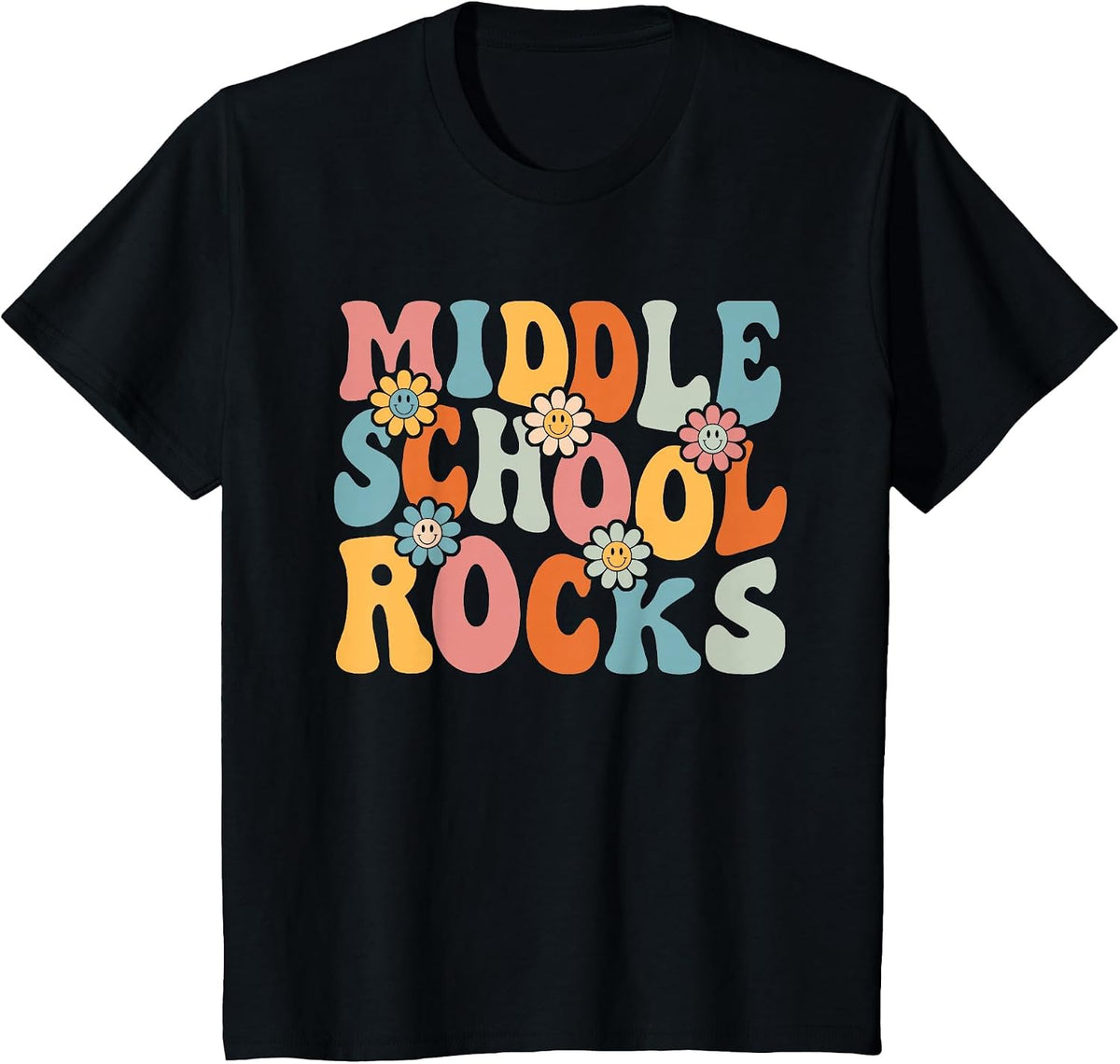 Middle School Rocks Back to School Teachers Students T-Shirt - Black