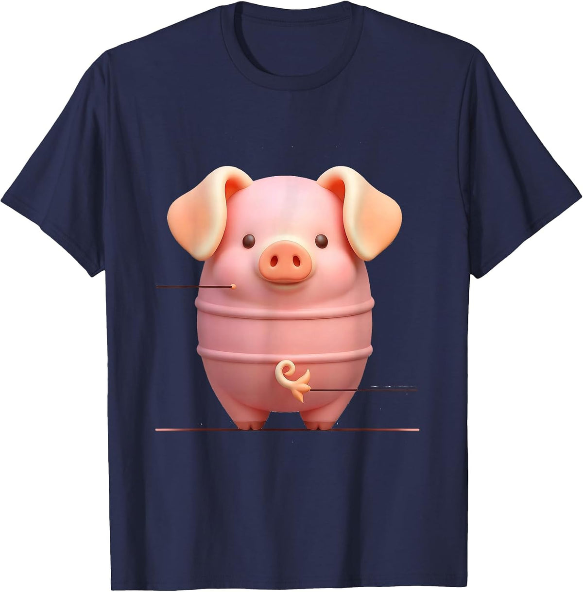 Kawaii Pink Pig Cute Farm Animal Lover Gift T-Shirt - Navy Blue