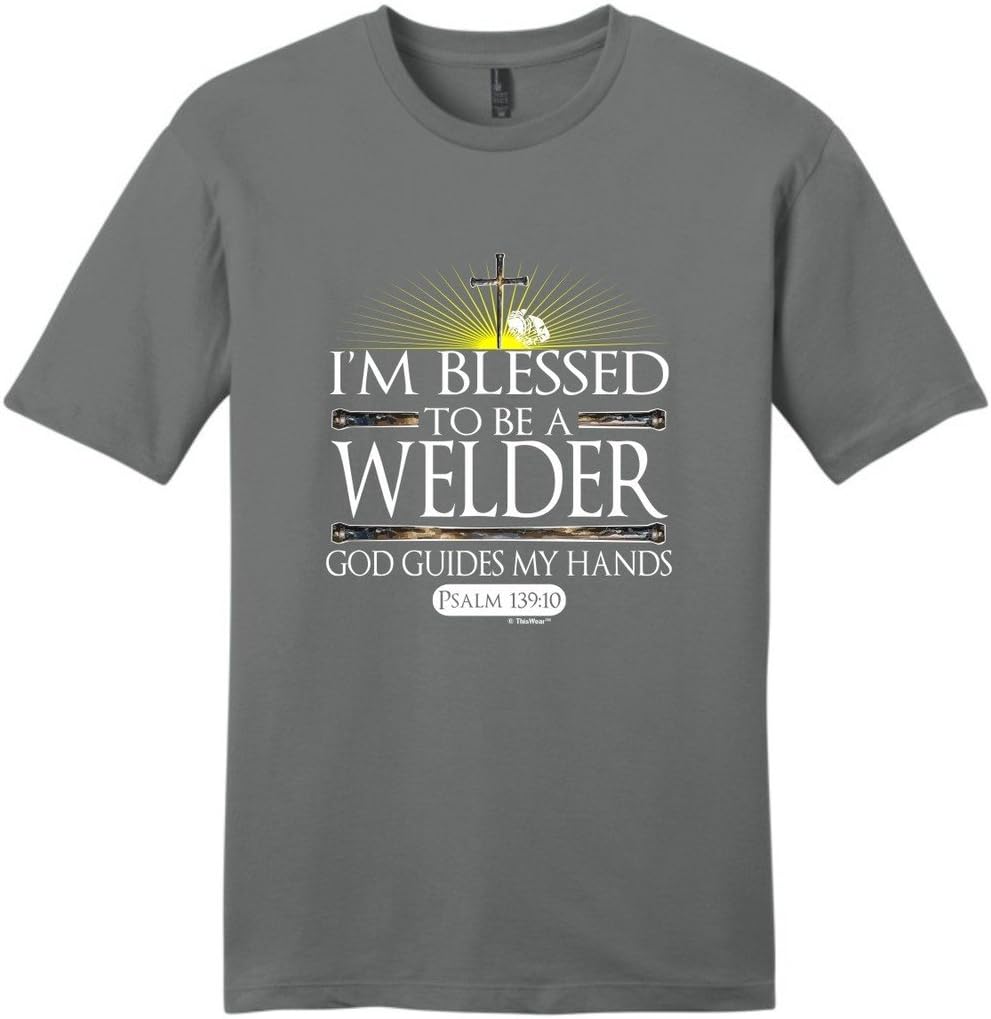 ThisWear Blessed to Be Welder YM T-Shirt - Grey - L - As Pictured