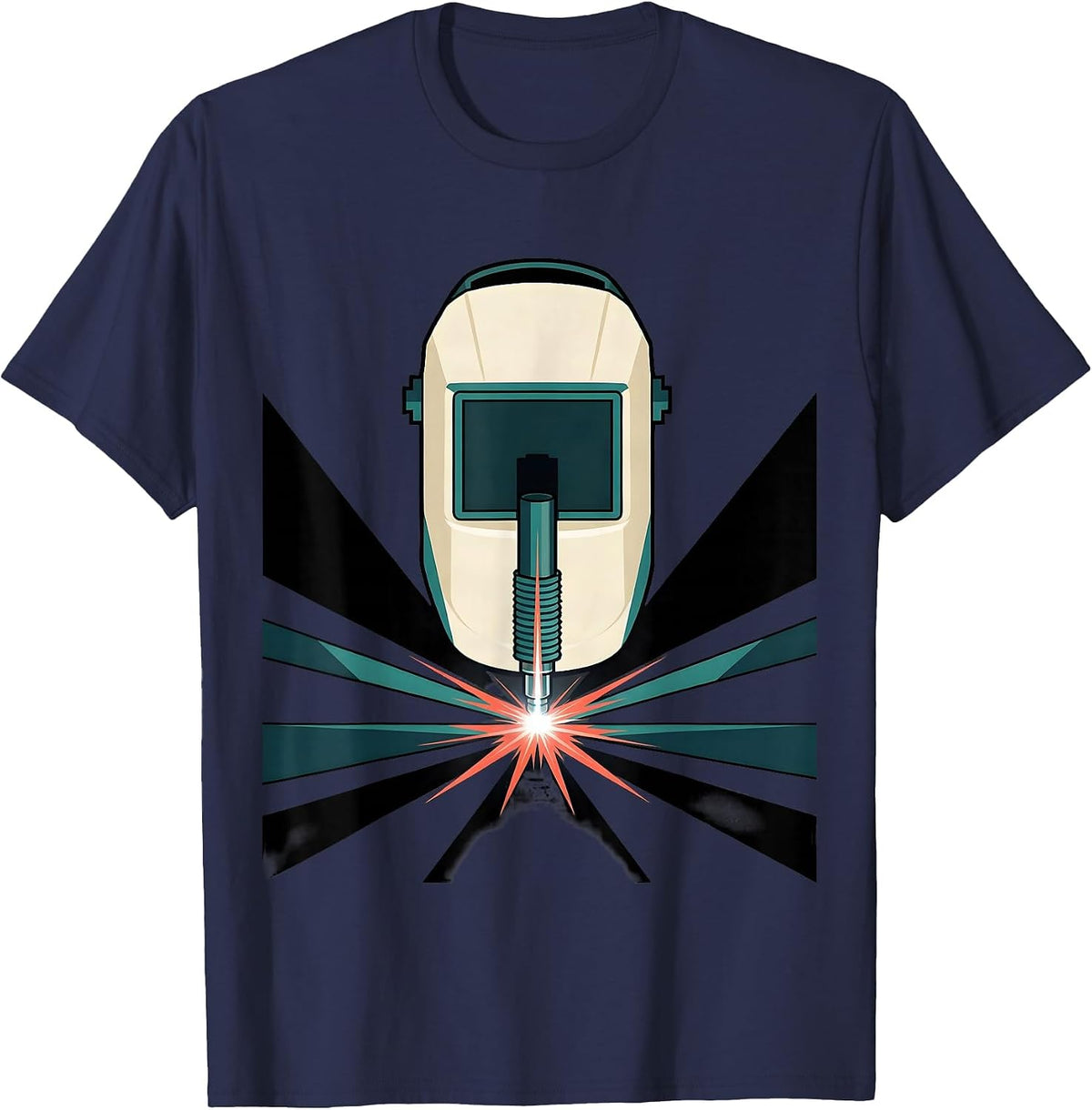 Men's Welding Hood Torch Nozzle Metal Worker Humor T-Shirt - Navy Blue