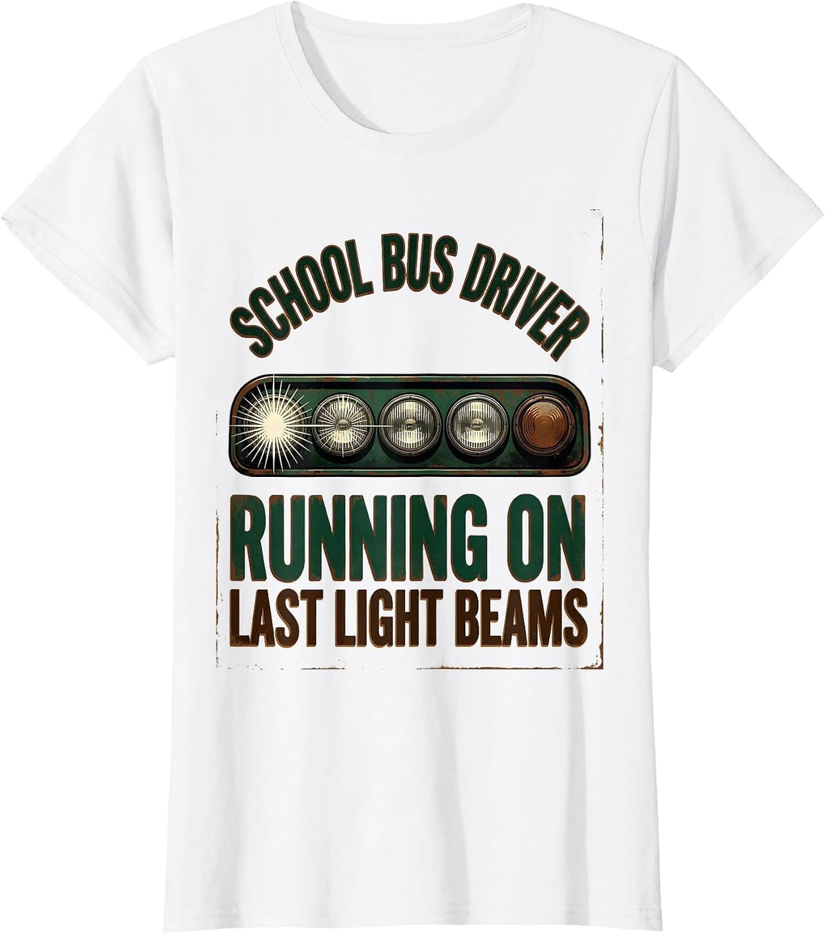 Women's School Bus Driver, Running On Last Light Beams Vintage T-Shirt - White