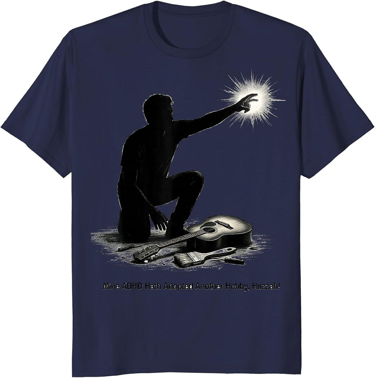 Men's Mine ADHD Hath Adopted Another Hobby, Huzzah! Funny T-Shirt - Navy Blue