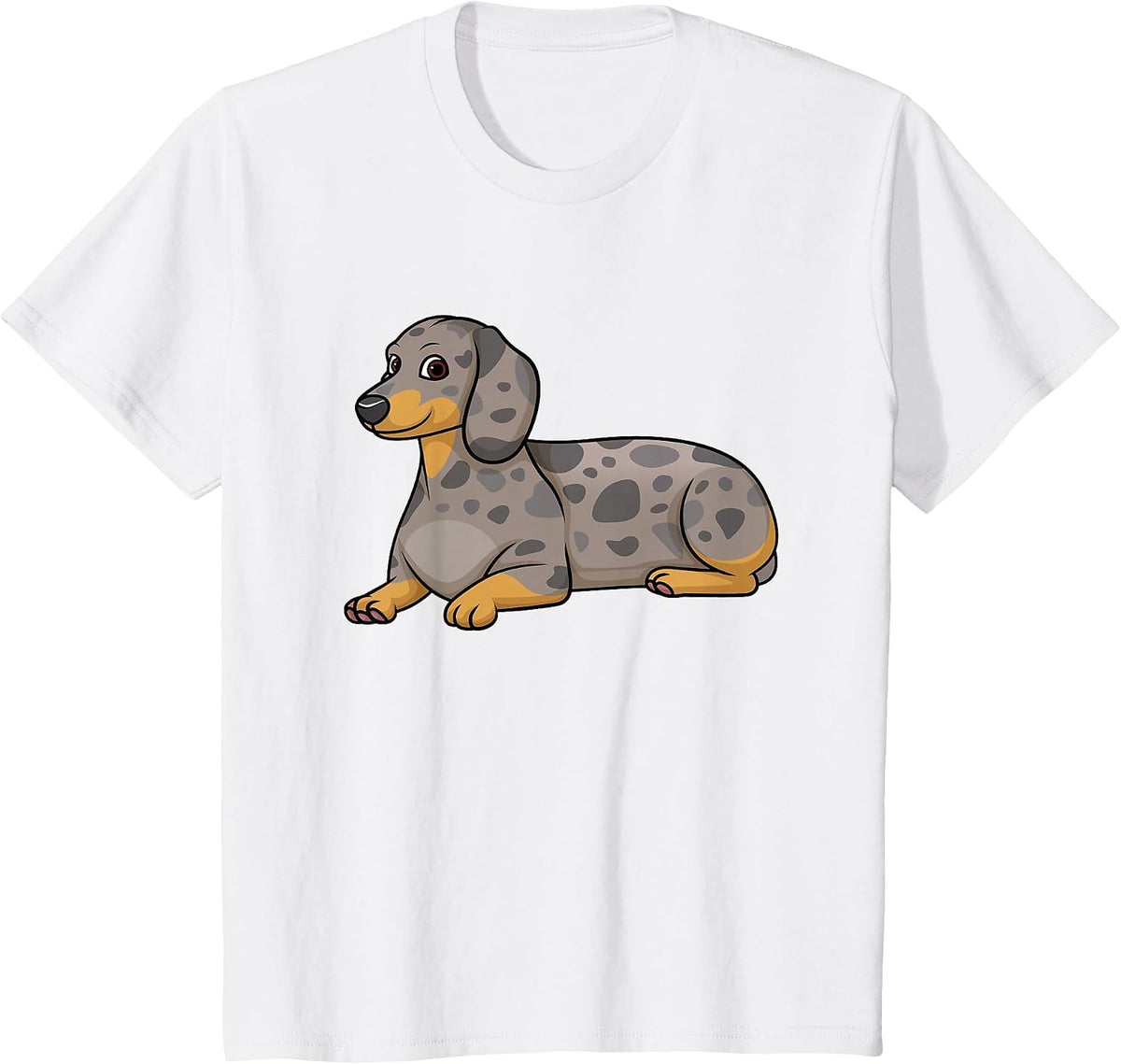 Dapple Dachshund Dog Lying Down T-Shirt - White