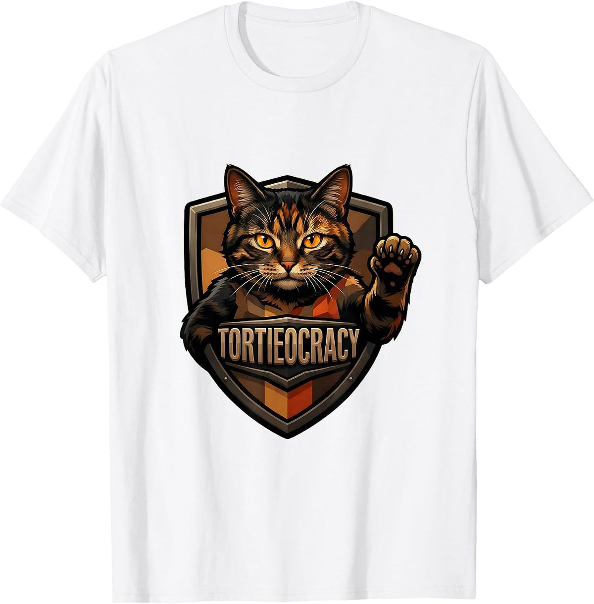 Men's Tortieocracy Funny Tortie Cat Lover Tortoiseshell Cat Owner T-Shirt - White