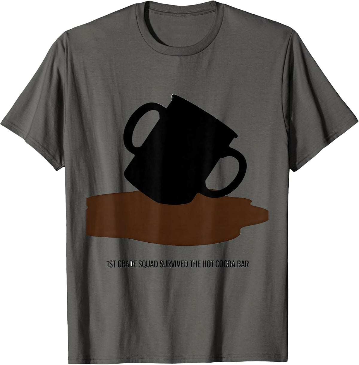 Men's 1st Grade Squad Survived The Hot Cocoa Bar Teacher Humor T-Shirt - Asphalt Grey