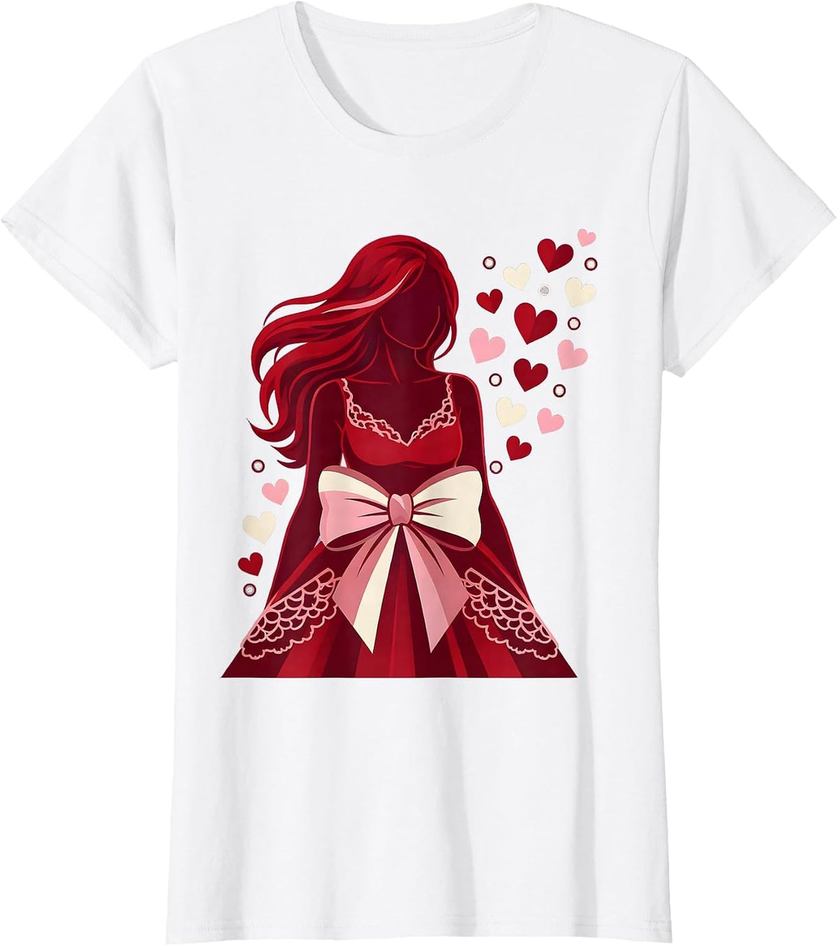 Women's Mimi Love Hearts Silhouette Graphic Design T-Shirt - White