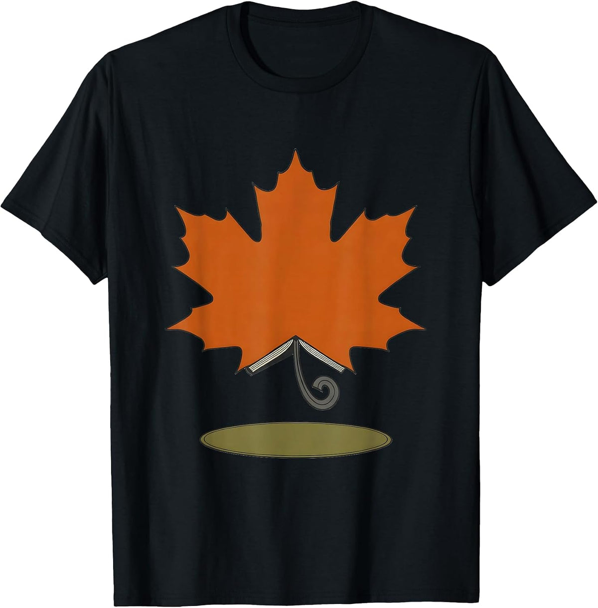 Men's Maple Leaf Teacher Fall Learning Pride Seasonal T-Shirt - Black