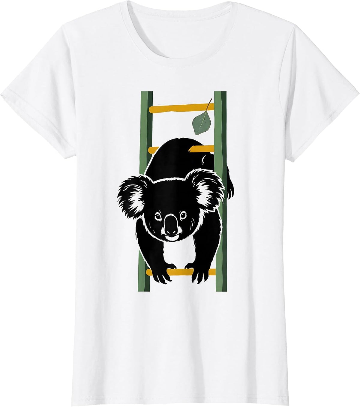 Koala On Ladder Cute Animal Lover Humor T-Shirt - White
