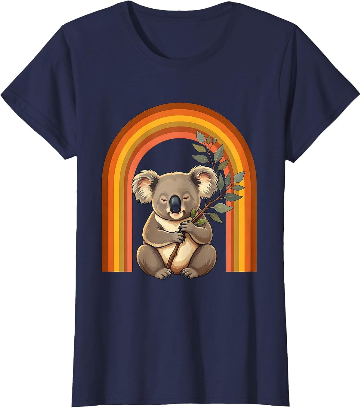 Women's Koala Lover Retro 70s Cute Animal Humor T-Shirt - Navy Blue