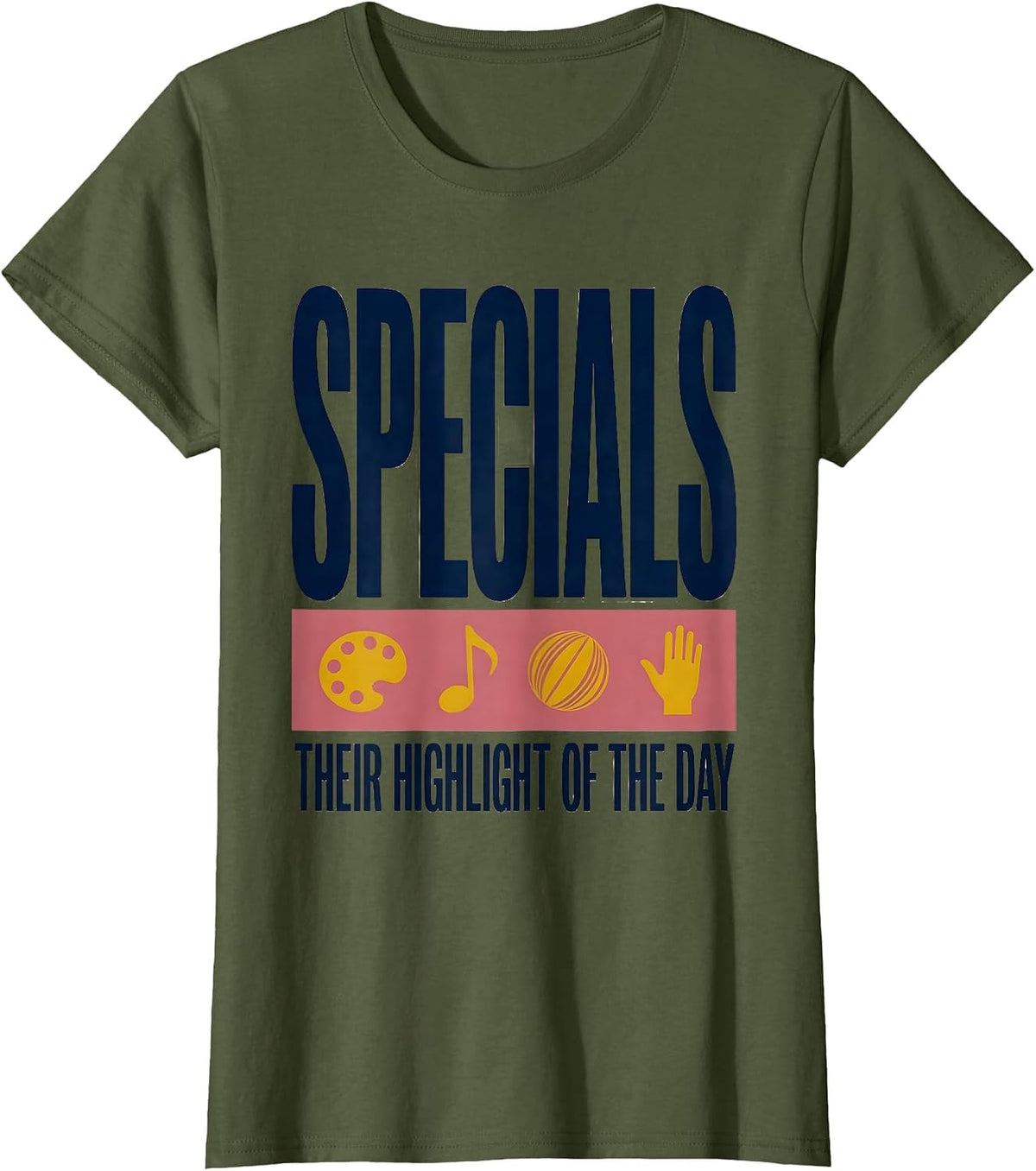 Women's Specials Their Highlight Of The Day Warm Teacher Squad T-Shirt - Olive Green