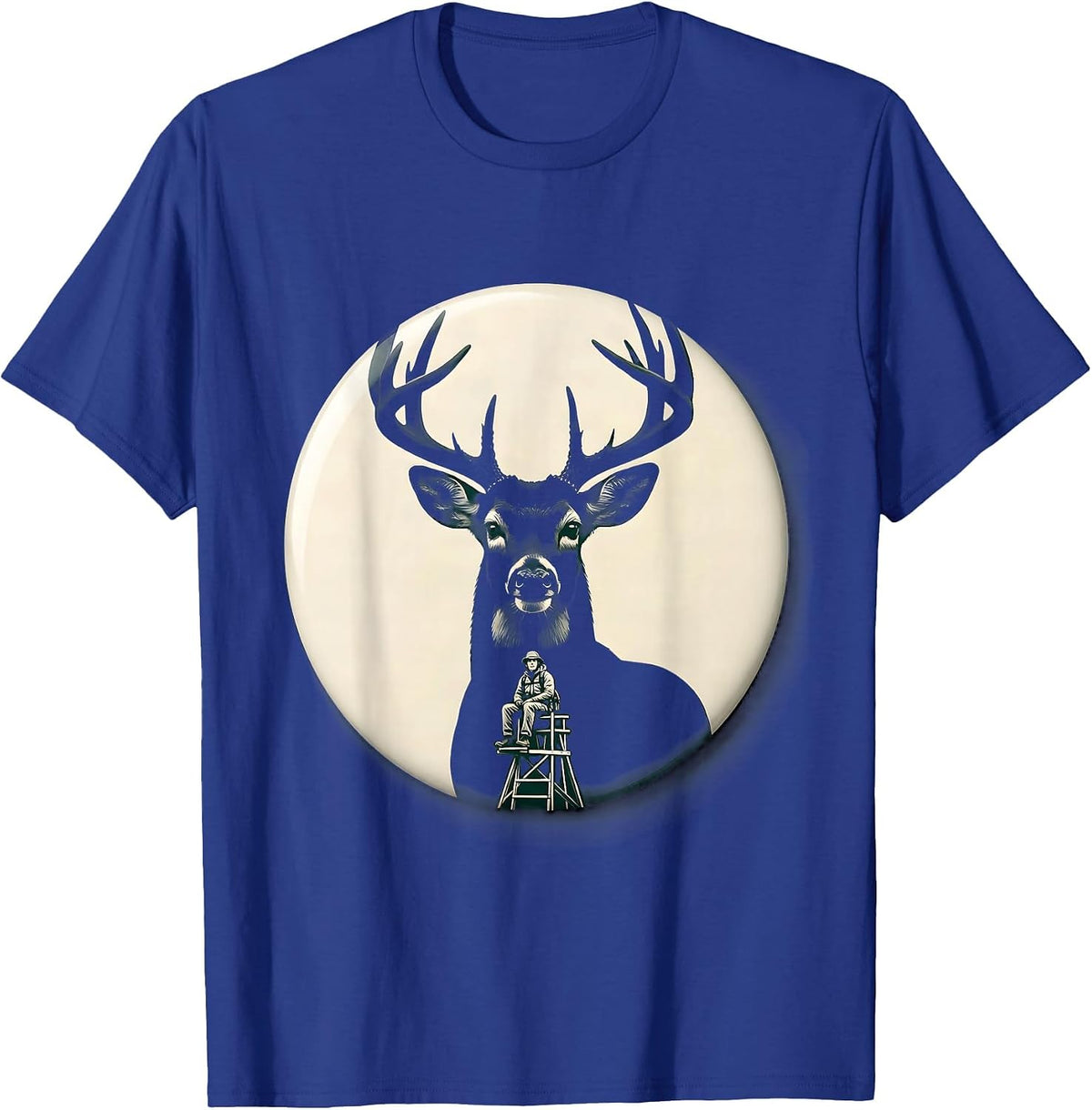 Men's Sealed Buck Hunter Badge Silhouette Camo Dad Gift T-Shirt - Royal Blue